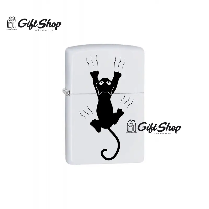 Pisica, bricheta metalica gravata laser cu mesajv